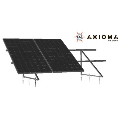 Система креплений на 3 панели для плоской крыши с изменением угла зима-лето 35 мм, алюминий 6005 Т6 и оцинкованная сталь, AXIOMA energy