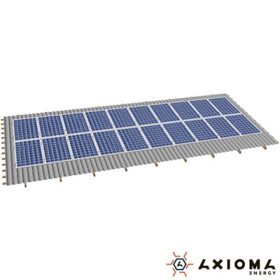 Система креплений на 30 панелей параллельно крыше, алюминий 6005 Т6 и оцинкованная сталь, AXIOMA energy