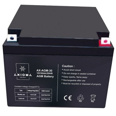 Аккумулятор AGM 12В 30Ач, AX-AGM-30, AXIOMA energy