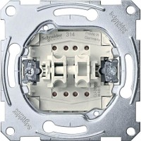 2-клавишный механизм выключателя с зажимом нейтрали Merten System M, 1 полюс, 10А (MTN3125-0000)