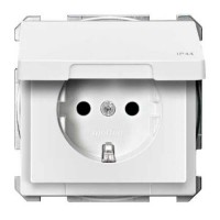 MTN2314-4019 Механізм розетки з кришкою, IP44 Merten Shuko, 2 полюса, 16А. Колір Полярно-Білий