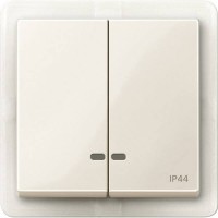 Подвійна клавіша з віконцем для світлової індикації IP44 Merten System M. Колір Бежевий MTN3424-0344 