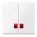 Двойная клавиша с красным прямоугольным окошком для световой индикации Merten System M.  Активный белый MTN3456-0325