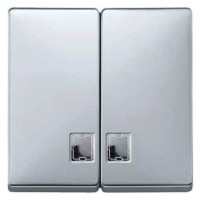 Двойная клавиша с бесным прямоугольным окошком подсветки Merten System Design.  Алюминий MTN413560 