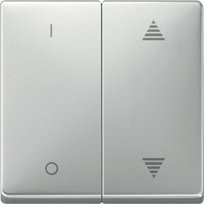 Клавиша для модуля 2-кнопочного выключателя KNX с символами I/0 и стрелками вверх/вниз Merten System Design.  Сталь MTN626646