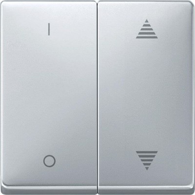 Клавиша для модуля 2-кнопочного выключателя KNX с символами I/0 и стрелками вверх/вниз Merten System Design.  Алюминий MTN626660 