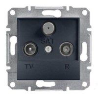 ⚡Розетка TV-R-SAT прохідна 4 dB Asfora антрацит (EPH3500271)