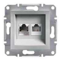 ⚡Розетка двойная телефонная RJ11 + компьютерная RJ45 Asfora алюминий (EPH4900161)