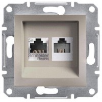 ⚡Розетка двойная телефонная RJ11 + компьютерная RJ45 Asfora бронза (EPH4900169)