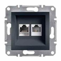 ⚡Розетка двойная телефонная RJ11 + компьютерная RJ45 Asfora антрацит (EPH4900171)