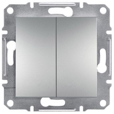 Двухклавишный выключатель Schneider Electric серии Asfora IP20 алюминий (EPH0300161)