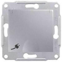 ⚡SDN3100160 Розетка с заземлением, защитными шторками и крышкой 16А, 250 В Sedna. Цвет Алюминий