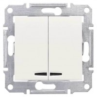 ⚡SDN0300323 Двухклавишный выключатель с подсветкой 10A серии Sedna. Цвет Слоновая кость