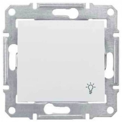 SDN0900121 Кнопковий вимикач з символом «світло» 10A серії Sedna. Колір Білий