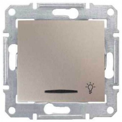 SDN1800168 Кнопочный выключатель с символом свет и подсветкой 10A серии Sedna. Цвет Титан