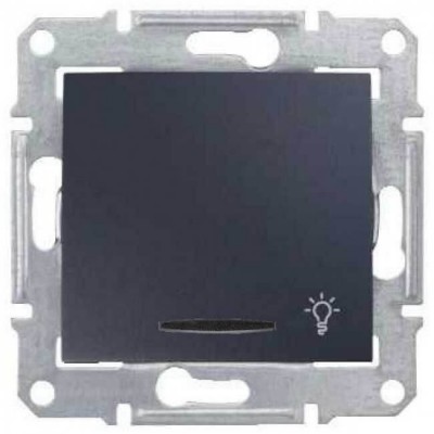 SDN1800170 Кнопочный выключатель с символом свет и подсветкой 10A серии Sedna. Цвет Графит