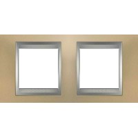 Рамка двухместная Unica Top. Цвет Оникс медный/Алюминий MGU66.004.096