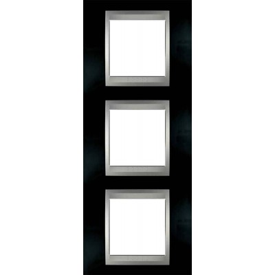 Рамка 3-местная Unica Top. Цвет Черный родий/Алюминий MGU66.006V.093