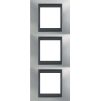 Рамка трехместная Unica Top. Цвет Матовый хром/Графит MGU66.006V.238