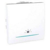 Вимикач одноклавішний кнопковий з індикаційним підсвічуванням, символ `світло` Unica 10А MGU3.206.18LN