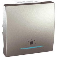 Выключатель одноклавишный кнопочный с индикационной подсветкой, символ `свет` Unica 10А MGU3.206.30LN