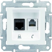 SDN5200121 PC + телефонна розетка RJ11 + RJ45, кат. 6, неекранована Sedna. Колір Білий
