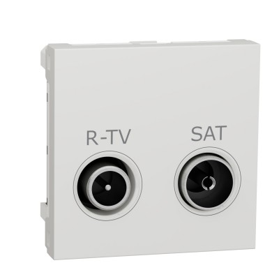 Розетка R-TV SAT одинарная 2 модуля Unica New белая (NU345418)