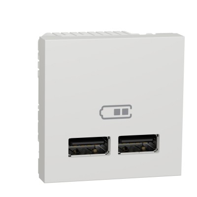 Розетка USB подвійна 2.1А 2 модулі Unica New біла (NU341818)