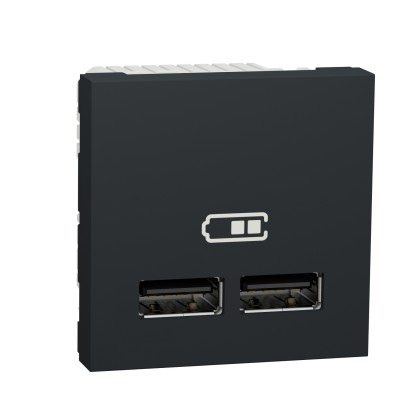 Розетка USB подвійна 2.1А 2 модулі Unica New антрацит (NU341854)