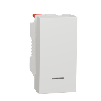 Выключатель одноклавишный кнопочный с подсветкой сх.1а 10А 1 модуль Unica New белый (NU310618N)
