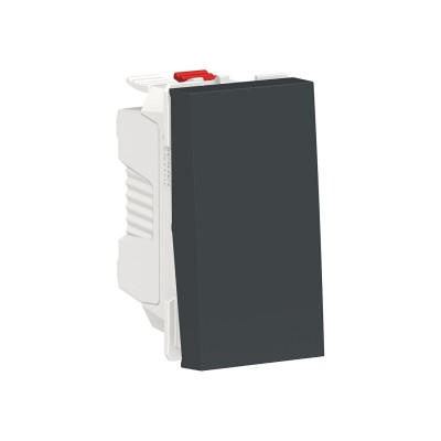 Вимикач одноклавішний кнопковий сх.1 10А 1 модуль Unica New антрацит (NU310654)
