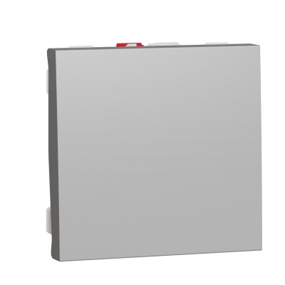 Выключатель одноклавишный 10А 2 модуля Unica New алюминий (NU320130)