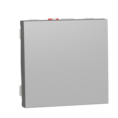 Выключатель одноклавишный кнопочный сх.1 10А 2 модуля Unica New алюминий (NU320630)