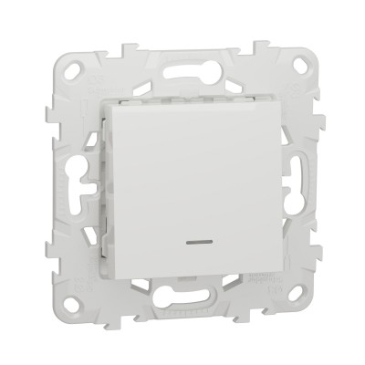 Выключатель одноклавишный с подсветкой сх.1а, 10А Unica New белый (NU520118N)