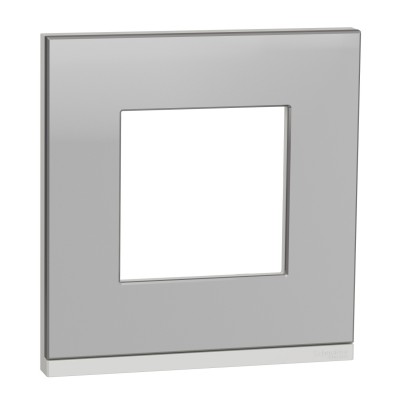 Рамка 1-постовая горизонтальная Unica New алюминий матовый/белый (NU600280)