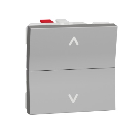 Выключатель для жалюзи 2-х клавишный кнопочный сх.4 6А 2 модуля Unica New алюминий (NU320730)