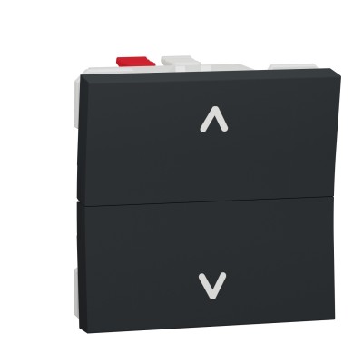 Вимикач для жалюзі 2-х клавішний кнопковий сх.4 6А 2 модулі Unica New антрацит (NU320754)