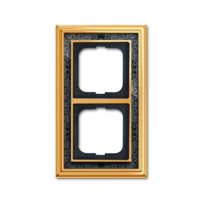 Установочная рамка 2 поста  "Династия" ABB латунь полированная/черная роспись (1722-833-500)