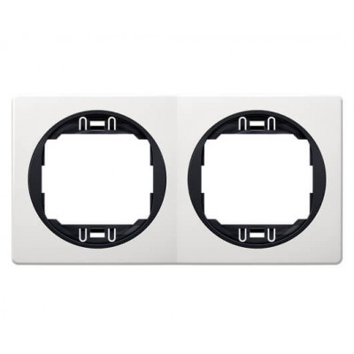 Рамка двойная горизонтальная Aling Conel серии EON.  "Белый" с черной вставкой (E6701.0E)