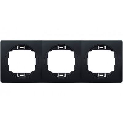 Горизонтальная тройная рамка Aling Conel EON "мягкий черный" с черной вставкой (E6703.E1E)