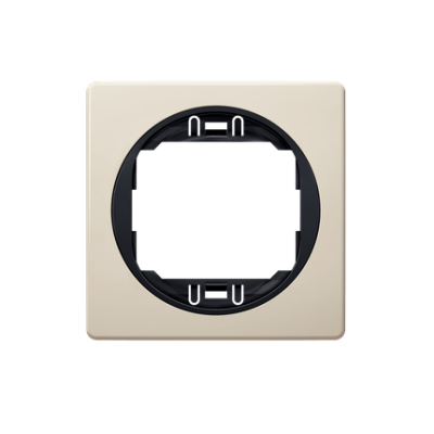 Рамка одинарна горизонтальна Aling Conel серії EON. Колір "Кремовий" з чорною вставкою (E6801.9E)