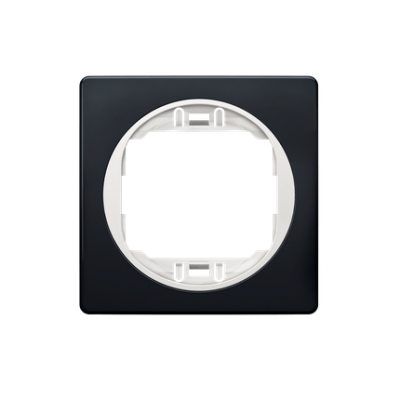 Рамка одинарная Aling Conel серии EON цвет "мягкий черный" с белой вставкой (E6801.E10)
