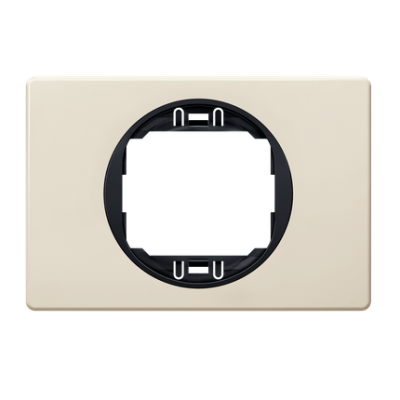 Рамка одинарна широка горизонтальна Aling Conel серії EON. Колір "Кремовий" з чорною вставкою (E6803.9E)
