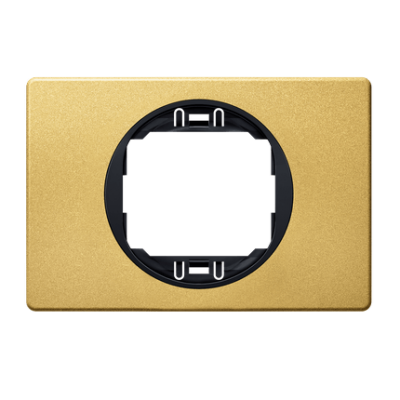 Рамка одинарная широкая Aling Conel серии EON цвет "золотой" с черной вставкой (E6803.GE)