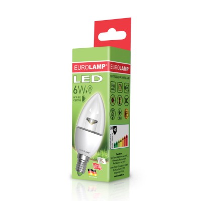 Светодиодная LED лампа Eurolamp ЕКО серия "D" Candle on Wind 6W E14 3000K (50)