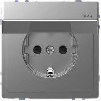 Розетка з/к та кришкою IP44 Merten D-Life. Колір Нержавіюча сталь