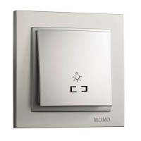 ⚡Кнопка для света с подсветкой серии Despina (Mono Electric). Цвет Серебро