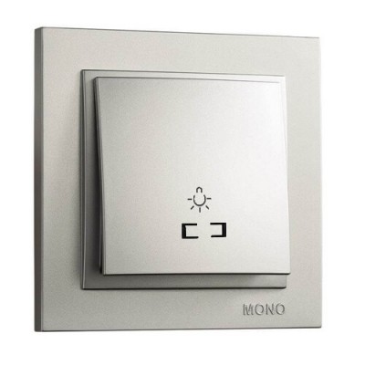 Кнопка для света с подсветкой серии Despina (Mono Electric). Цвет Серебро