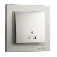 ⚡Выключатель одноклавишный проходной с подсветкой серии Despina (Mono Electric). Цвет Серебро
