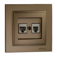 ⚡Розетка компьютерная двойная (2xRj45 Cat 6) серии Despina (Mono Electric). Цвет Бронза